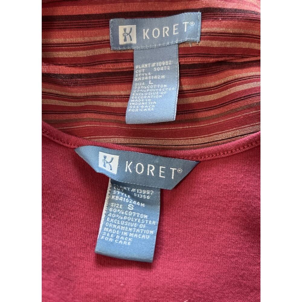 KORET Embroidered 2pc Set Jacket & Tank Top Red Stripe Cotton Blend S/L - Picture 7 of 7